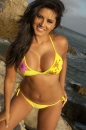 Sunny Leones Yellow Bikini At The Beach picture 17